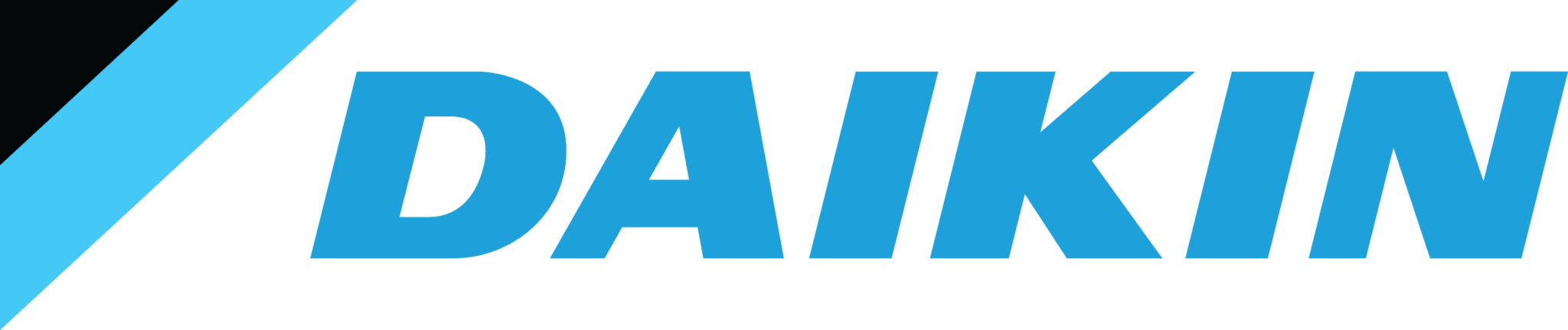 The Daikin logo features bold, uppercase blue letters with a sleek diagonal stripe, representing advanced air conditioning and climate control solutions with a focus on innovation and sustainability